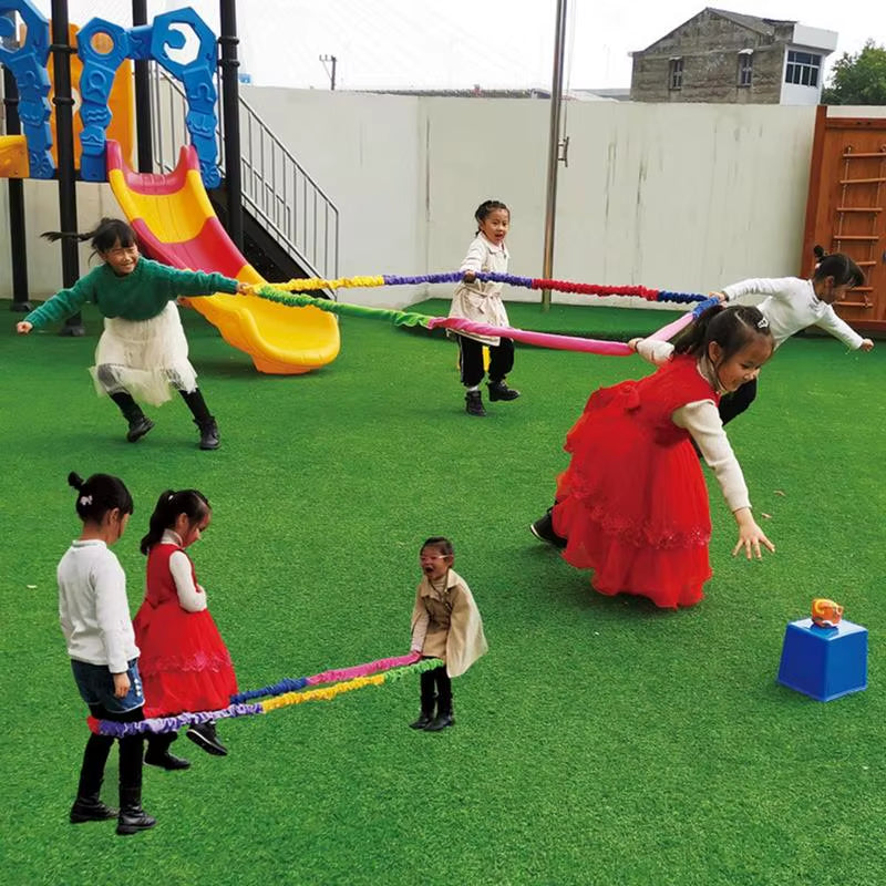 Rainbow Pull Rope Four-Direction Design Outdoor Kids Elastic Team Band Color Sports Rainbow Running Ring Sensory Training Sports