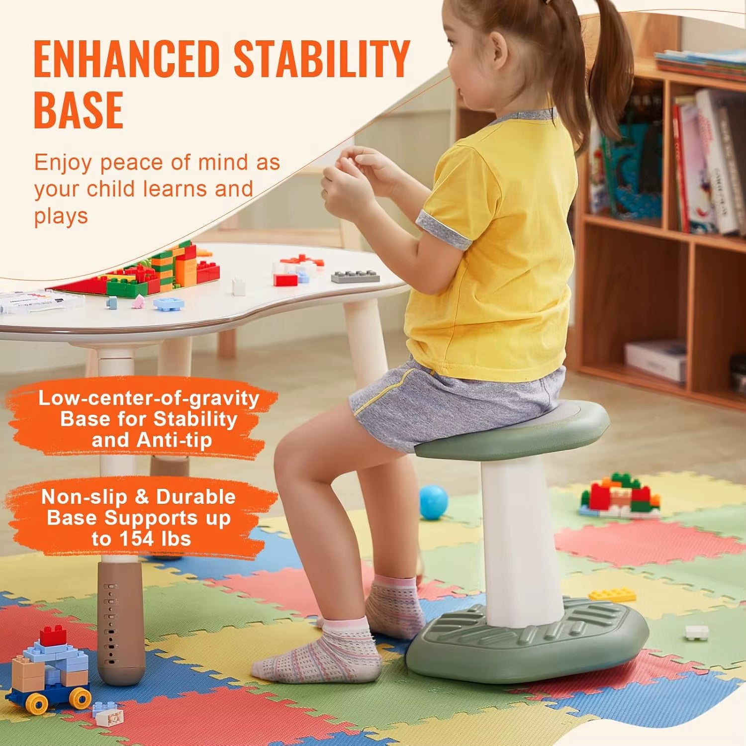 Kids Wobble Chair Active Chair with Sponge Cushion, Wobble Stool Improves Focus, Posture and Calm Children, Ideal for Schools