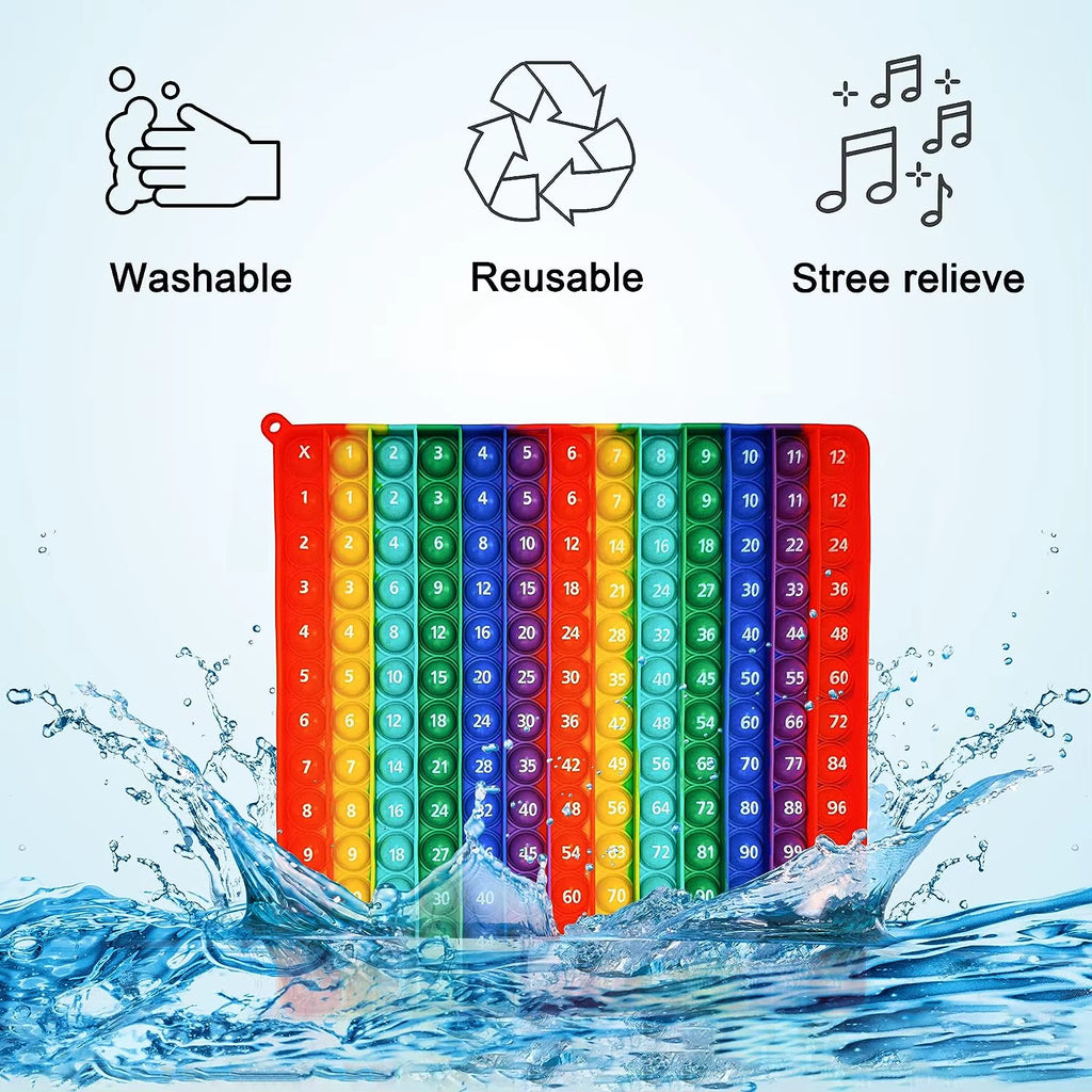 1-12 Multiplication Addition Push Its Bubble Fidget Sensory Toys, Silicone Rainbow Teaching Aids, Math Toys