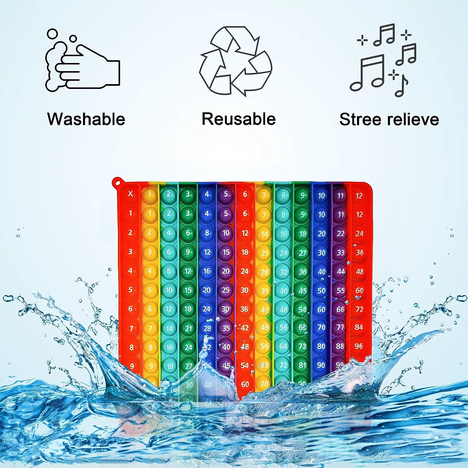 1-12 Multiplication Addition Push Its Bubble Fidget Sensory Toys, Silicone Rainbow Teaching Aids, Math Toys