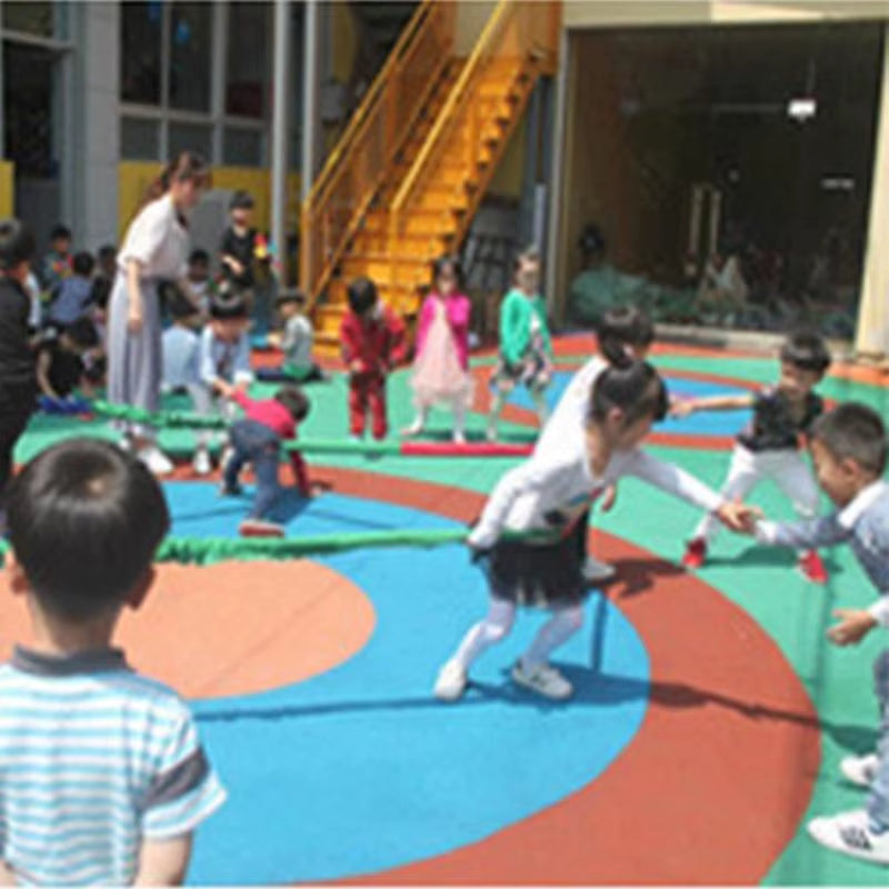 Rainbow Pull Rope Four-Direction Design Outdoor Kids Elastic Team Band Color Sports Rainbow Running Ring Sensory Training Sports