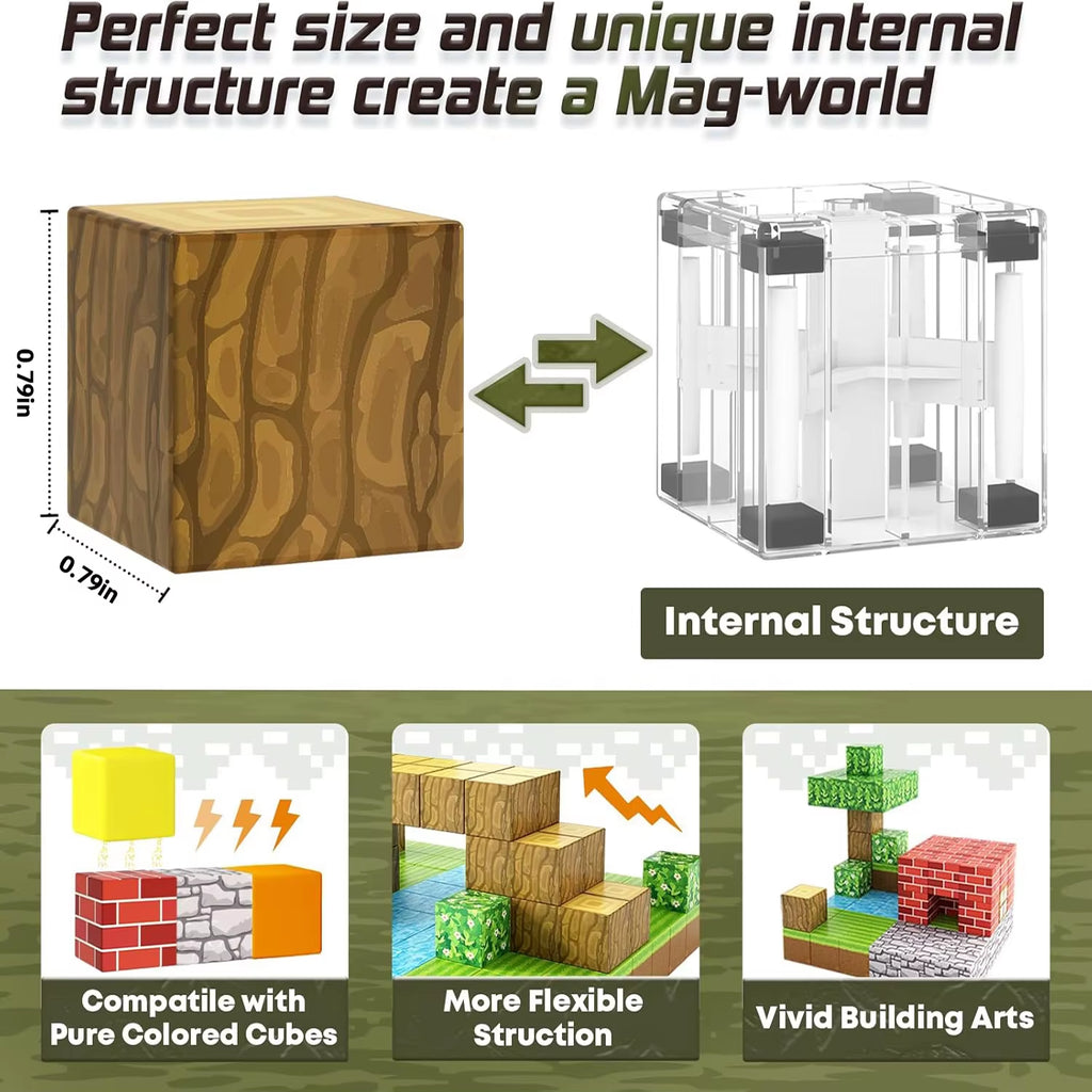 100Pcs Magnetic Blocks Toy Build Magnet Set for Boys Girls Stem Montessori Sensory Cubes for Toddlers Gift