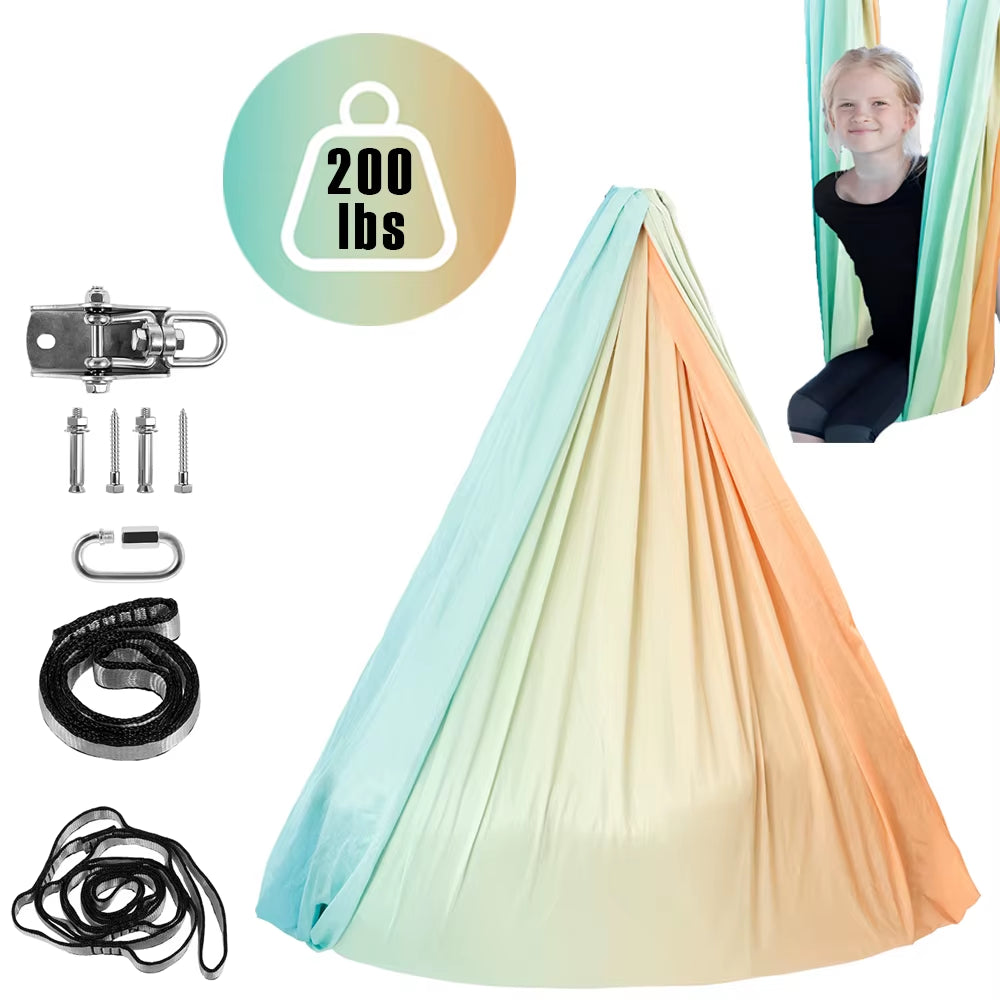 Sensory Swing Double Layer Comfortable Indoor Swing Stretch Resistant Swing Hammock Holds up to 200 Lbs for Children Adults Use