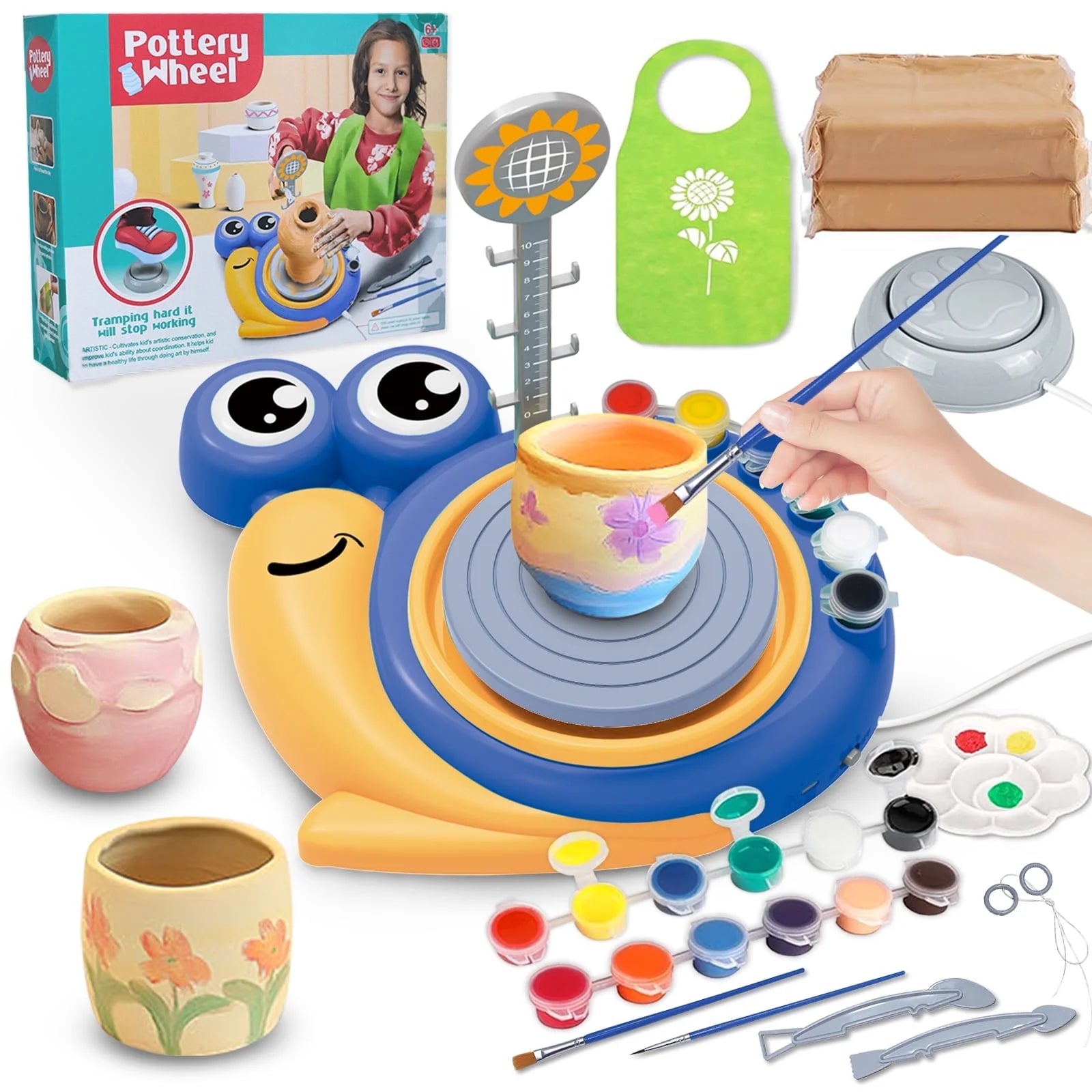 Pottery Wheel for Kids, Complete Pottery Kit for Beginners Girls Boy Toy, Arts and Crafts for Kids Ages 8-12, Clay Kit with Sculpting Tools, Ideal Birthday Halloween Christmas Gifts Toys