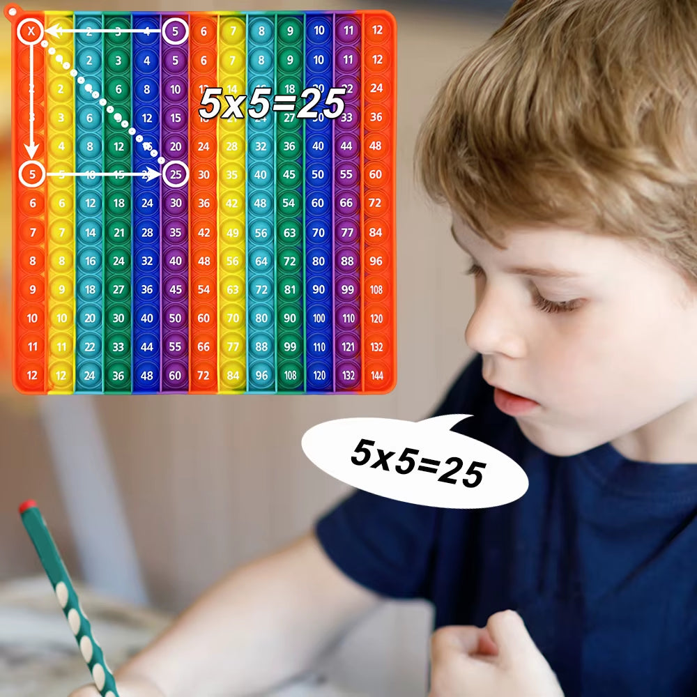 1-12 Multiplication Addition Push Its Bubble Fidget Sensory Toys, Silicone Rainbow Teaching Aids, Math Toys
