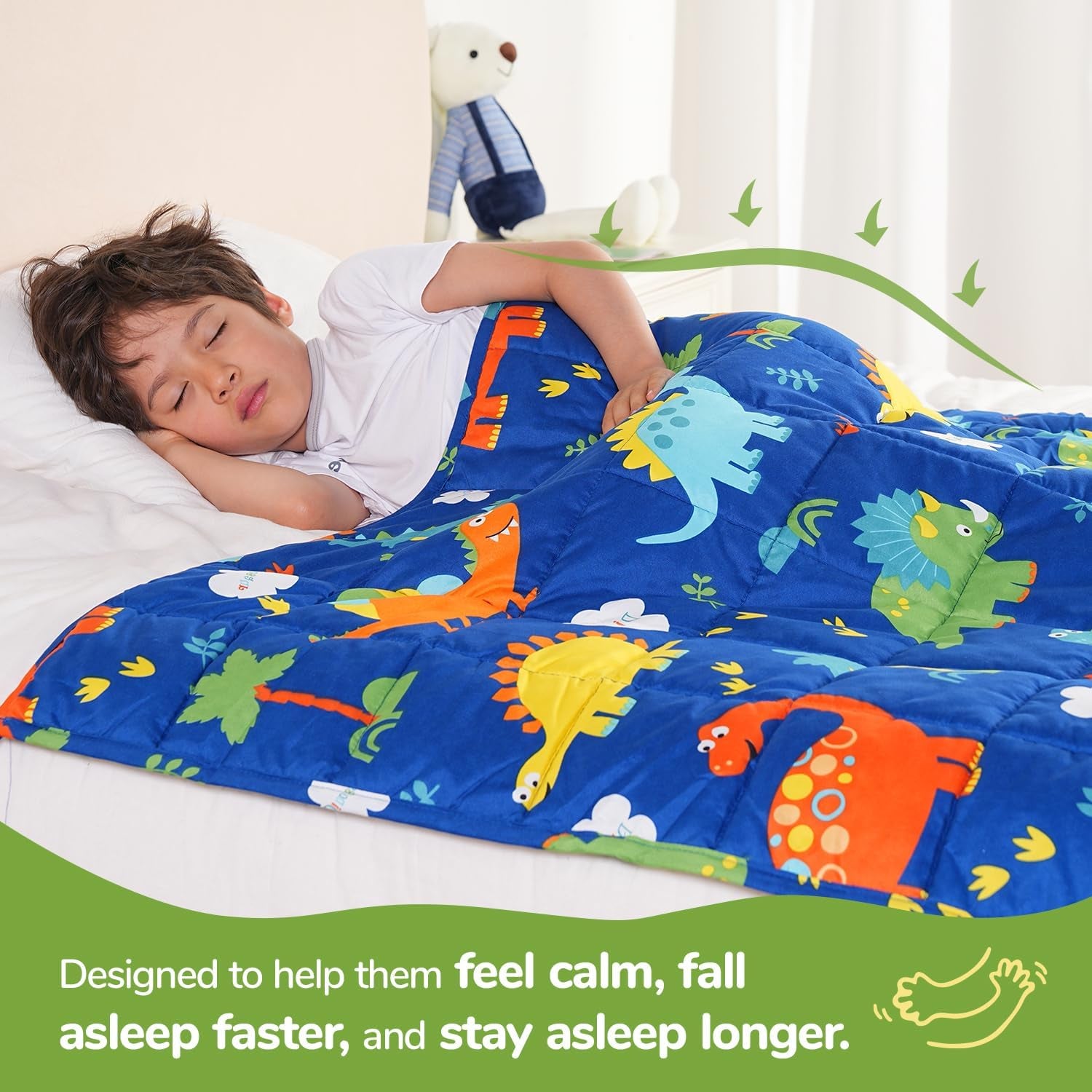 Weighted Blanket 3Lbs, Blue Dinosaur Small Cooling Heavy Blankets, Washable Breathable Weighted Throw Blanket for Sleep, 36"X48"-3Lb