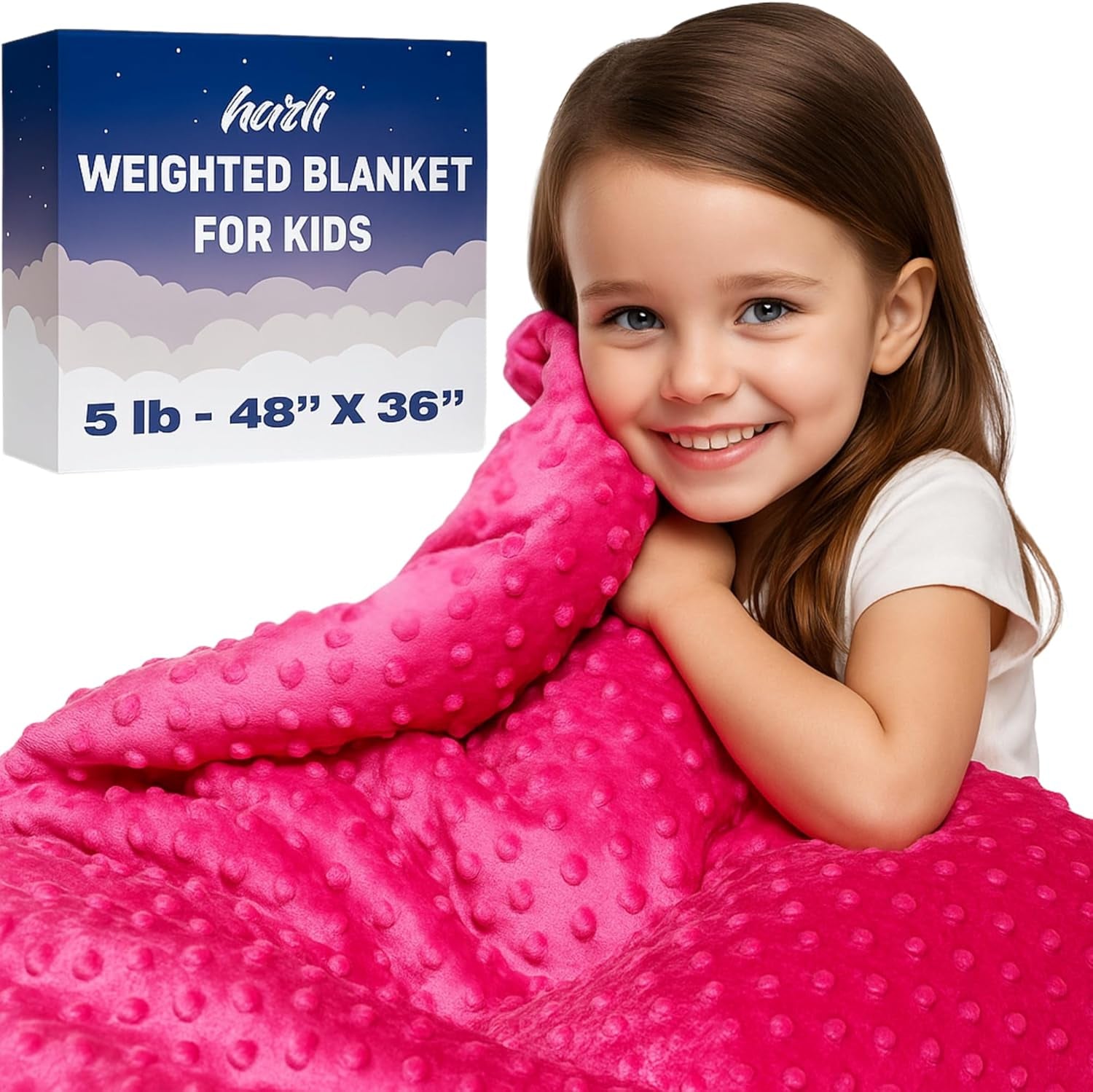 Super-Soft Kids Weighted Blanket 5 Pounds - Weighted Blanket for Kids - Easy to Clean, Washable Minky Cover - 36X48 Inches 5Lbs Child - Small Heavy Blanket for Girls and Boys