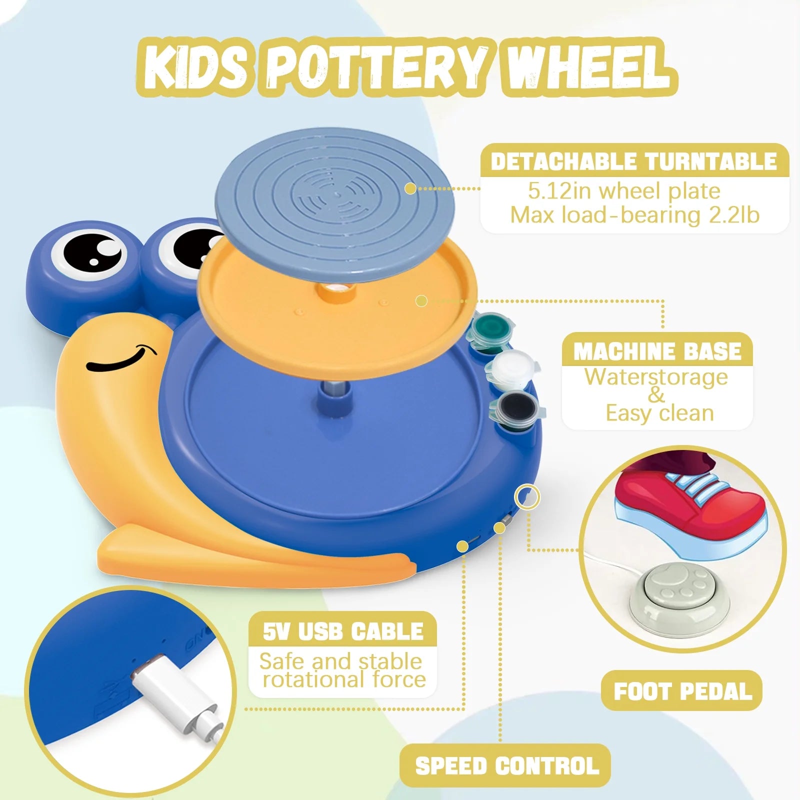 Pottery Wheel for Kids, Complete Pottery Kit for Beginners Girls Boy Toy, Arts and Crafts for Kids Ages 8-12, Clay Kit with Sculpting Tools, Ideal Birthday Halloween Christmas Gifts Toys