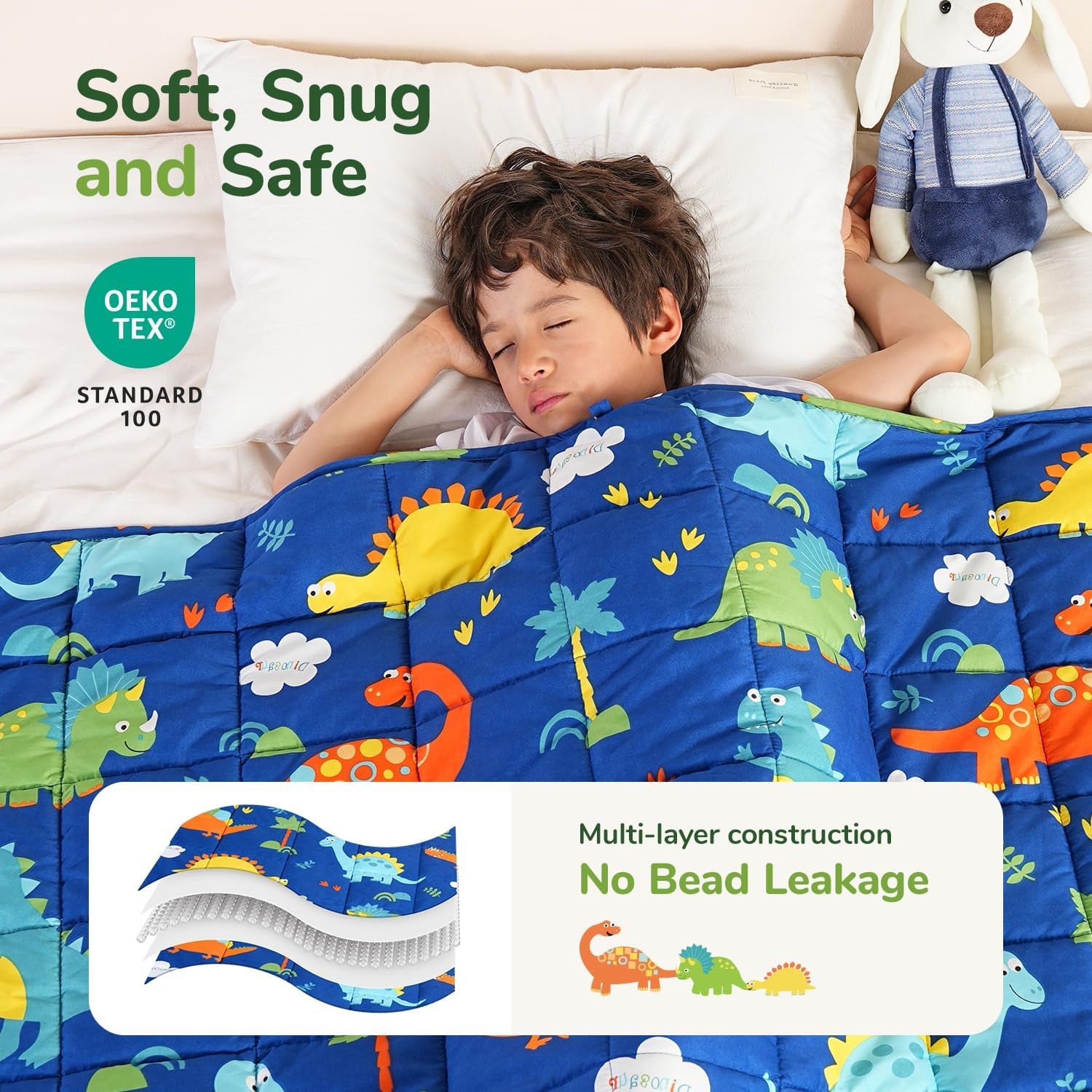 Weighted Blanket 3Lbs, Blue Dinosaur Small Cooling Heavy Blankets, Washable Breathable Weighted Throw Blanket for Sleep, 36"X48"-3Lb