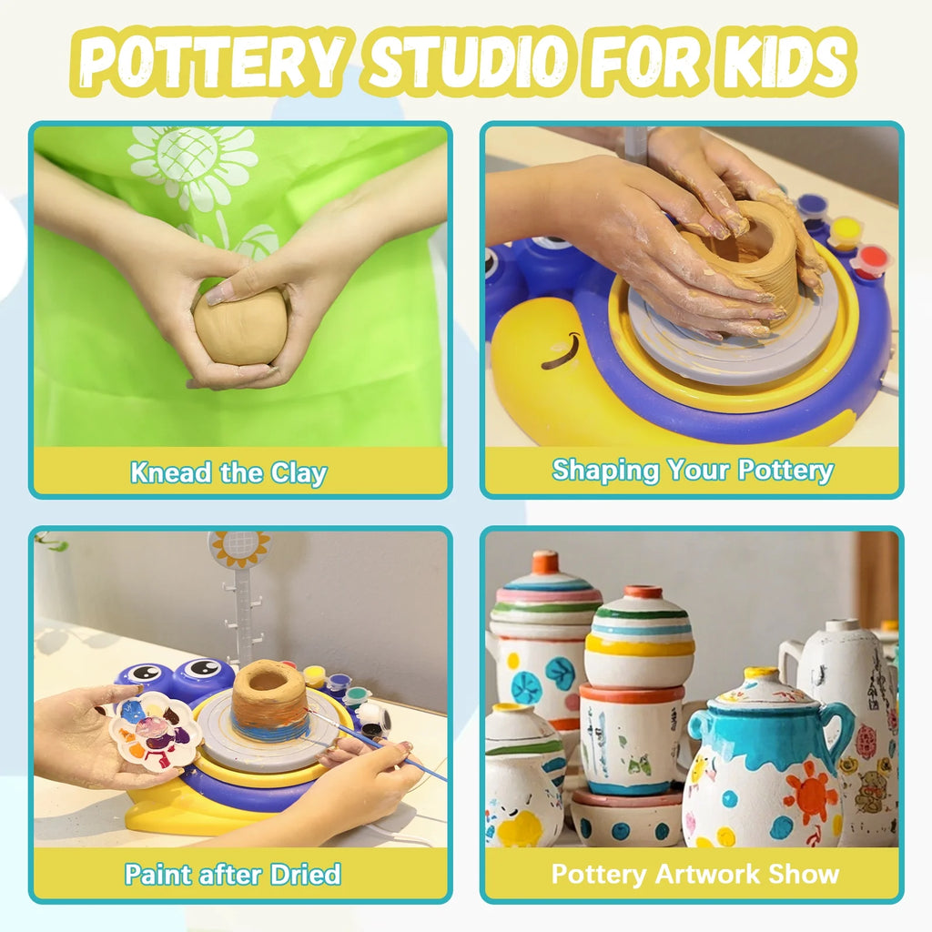 Pottery Wheel for Kids, Complete Pottery Kit for Beginners Girls Boy Toy, Arts and Crafts for Kids Ages 8-12, Clay Kit with Sculpting Tools, Ideal Birthday Halloween Christmas Gifts Toys