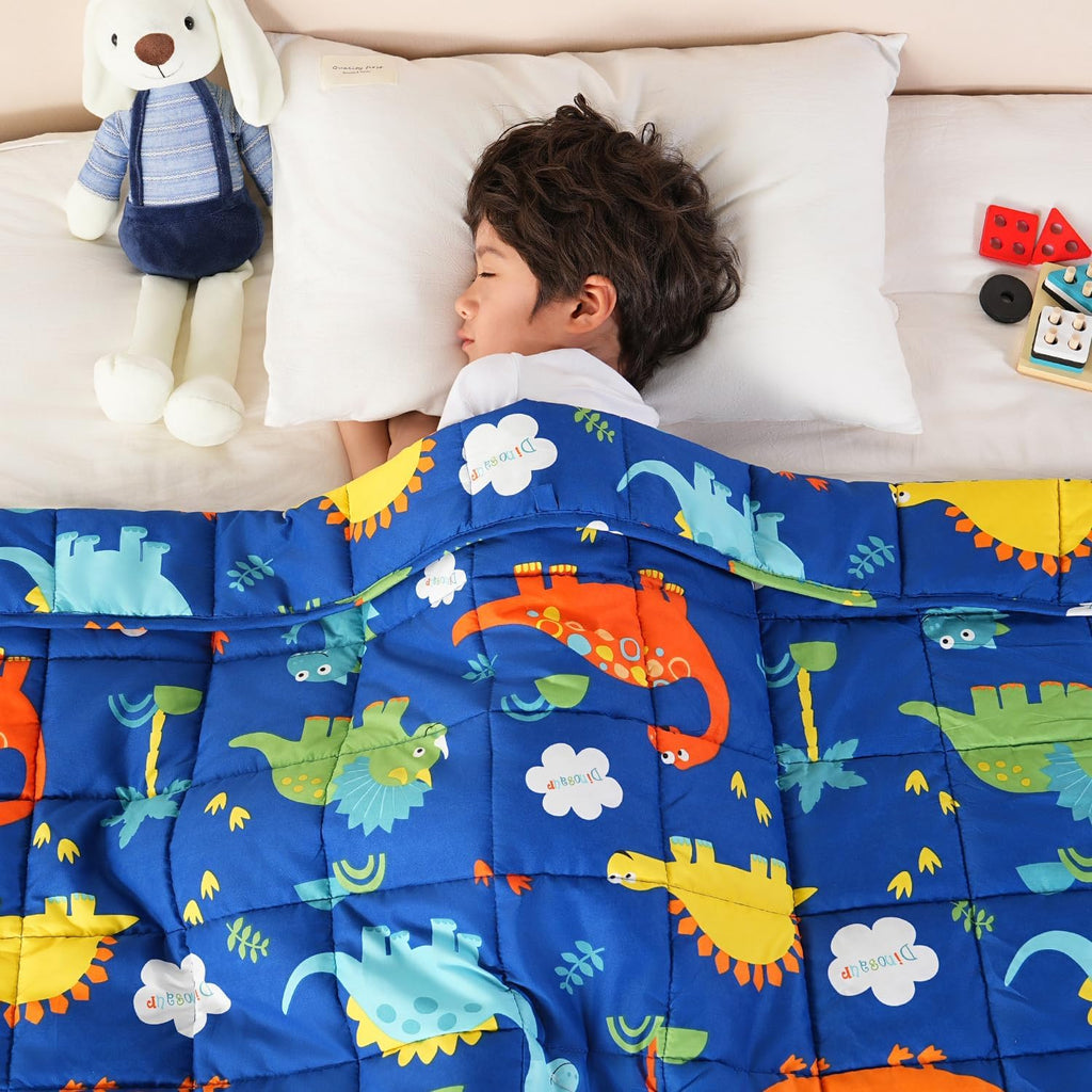 Weighted Blanket 3Lbs, Blue Dinosaur Small Cooling Heavy Blankets, Washable Breathable Weighted Throw Blanket for Sleep, 36"X48"-3Lb