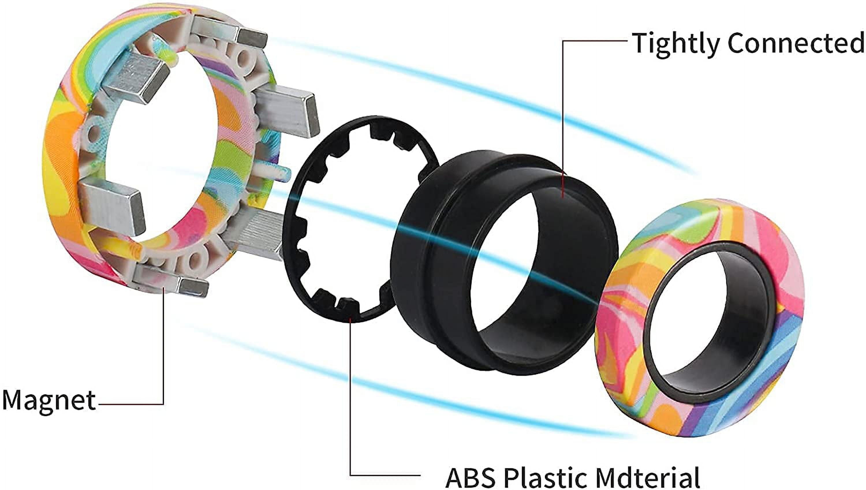 Magnetic Rings Fidget Toy Set, Idea ADHD Fidget Toys, Adult Fidget Magnets Spinner Rings for Anxiety Relief Therapy, Fidget Pack Great Gift for Adults Teens Kids (3PCS)