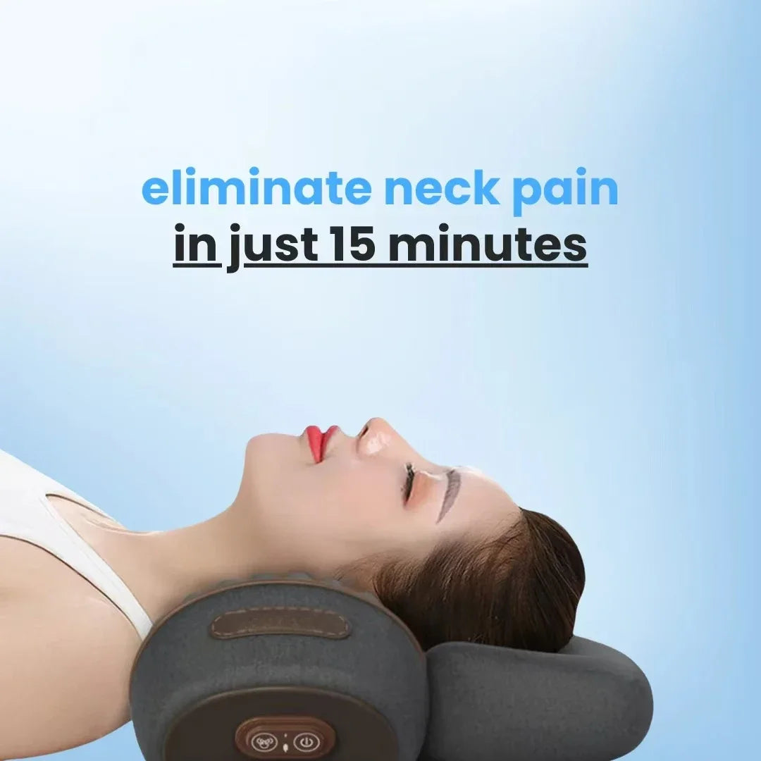 -3-In-1 Neck Massager Cervical Pillow Hot Compress Vibration Massage Neck Traction Relax Pillow Spine Support Massager
