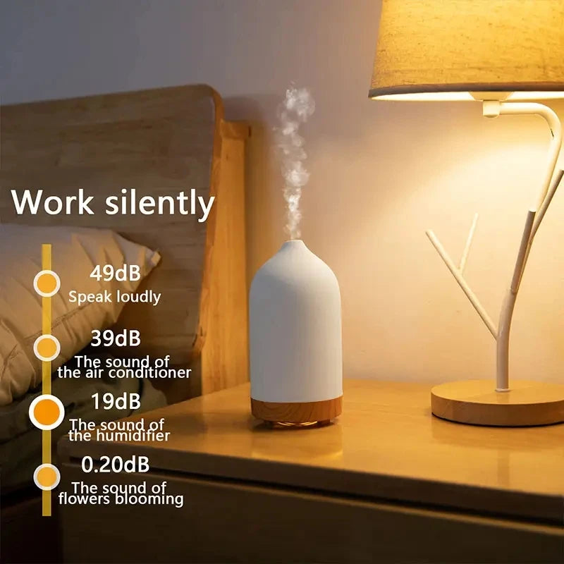 Ceramic Air Humidifier Aroma Diffuser Aromatherapy Cool Mist Ultrasonic Essential Oil Diffuser with 7 LED Humidifier