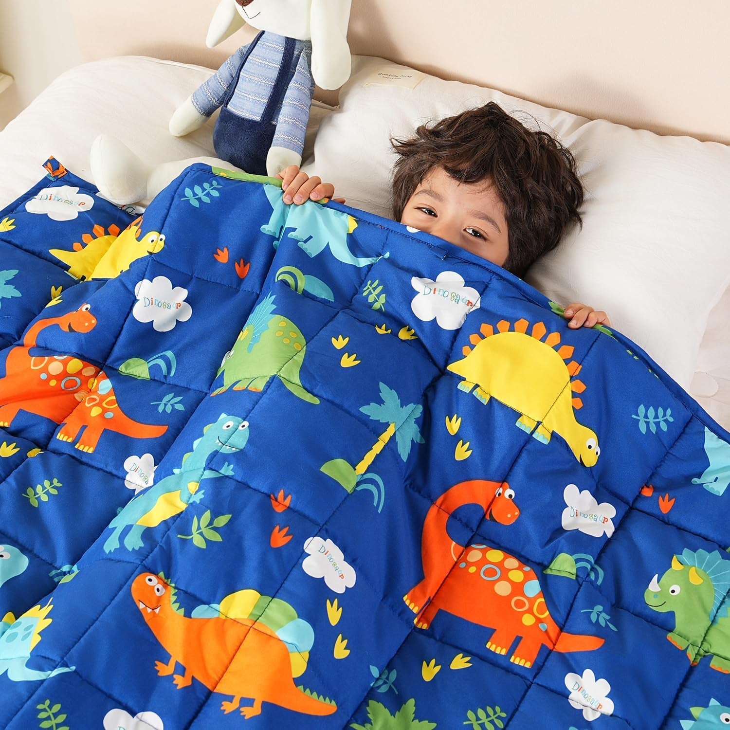 Weighted Blanket 3Lbs, Blue Dinosaur Small Cooling Heavy Blankets, Washable Breathable Weighted Throw Blanket for Sleep, 36"X48"-3Lb