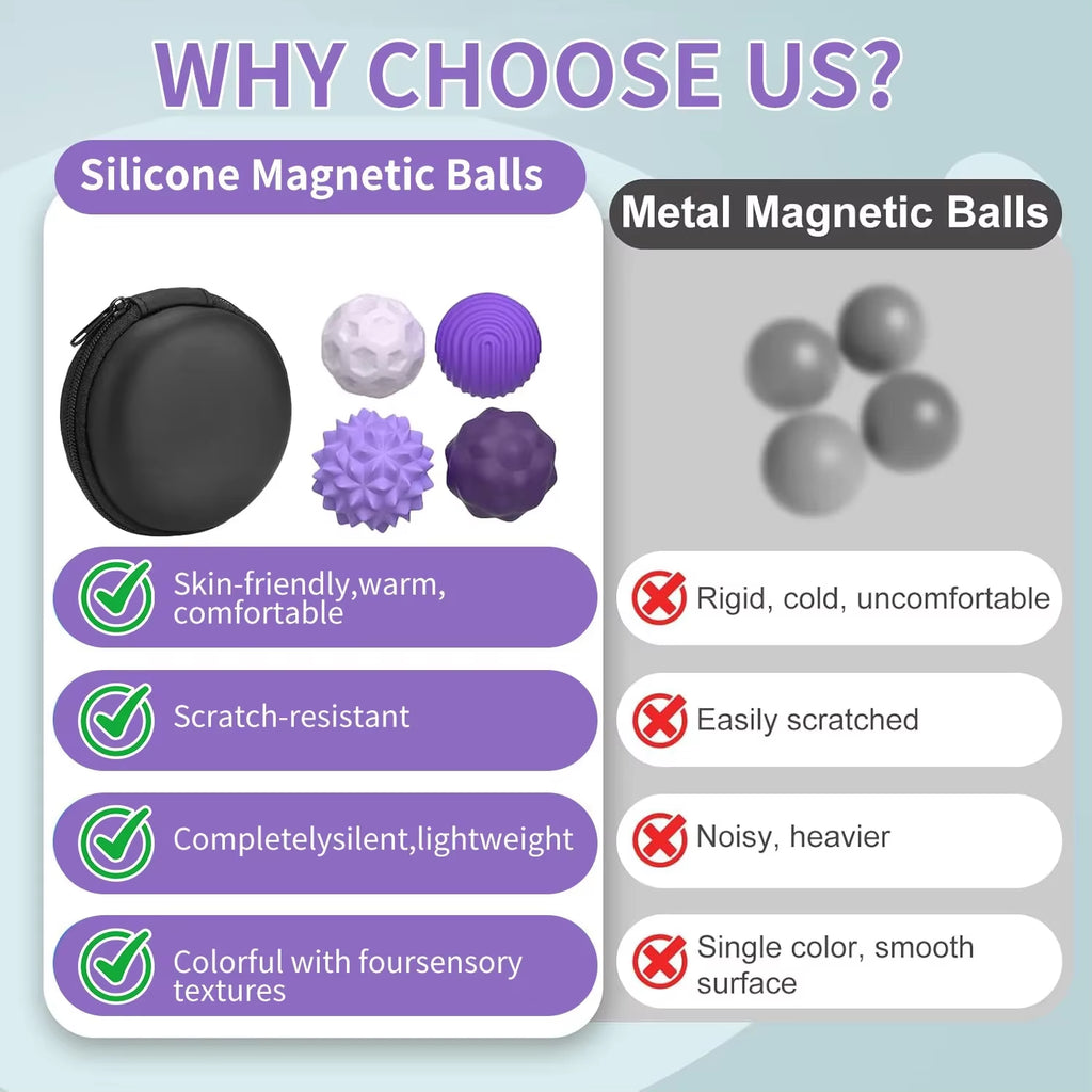Silicone Magnetic Sensory Balls Fidget Toy Worry Balls Autism Calming Fidgeting Toy Adults Anxiety Relief Stress Sensory Toy