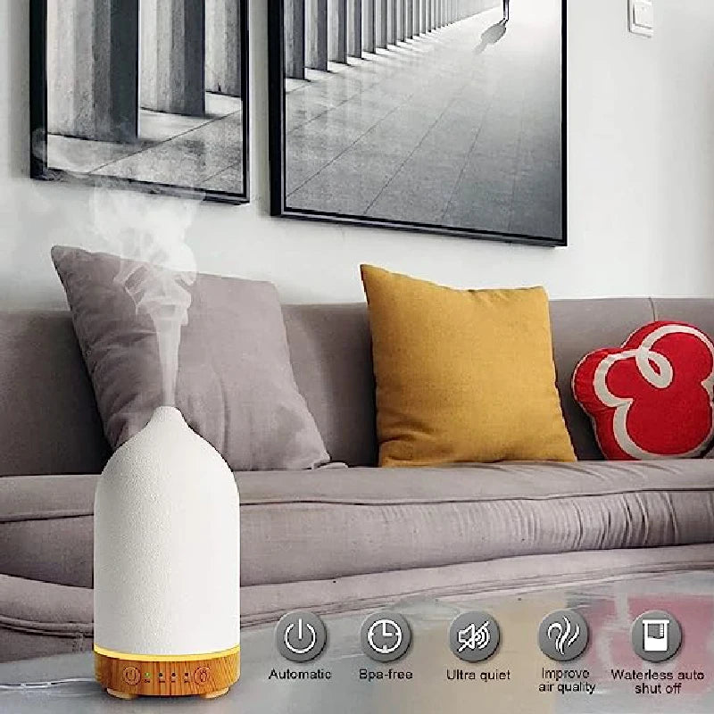 Ceramic Air Humidifier Aroma Diffuser Aromatherapy Cool Mist Ultrasonic Essential Oil Diffuser with 7 LED Humidifier