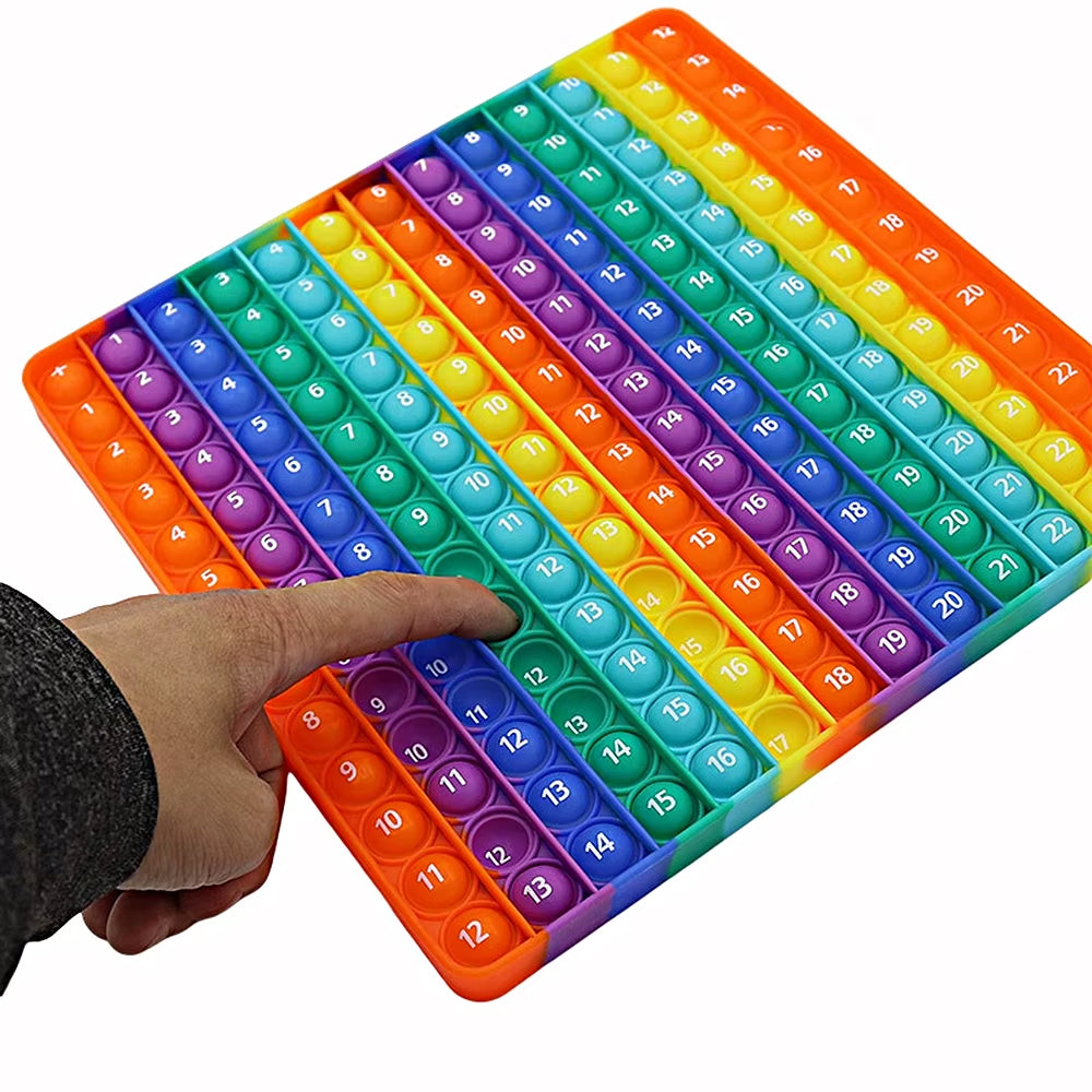 1-12 Multiplication Addition Push Its Bubble Fidget Sensory Toys, Silicone Rainbow Teaching Aids, Math Toys