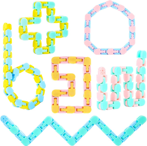 6 Pack Wacky Tracks Fidget Toys for Kids Classroom Prize Brithday Party Favors Gifts Sensory Snap Fidget Snake Click Toy for Adult Stress Relief